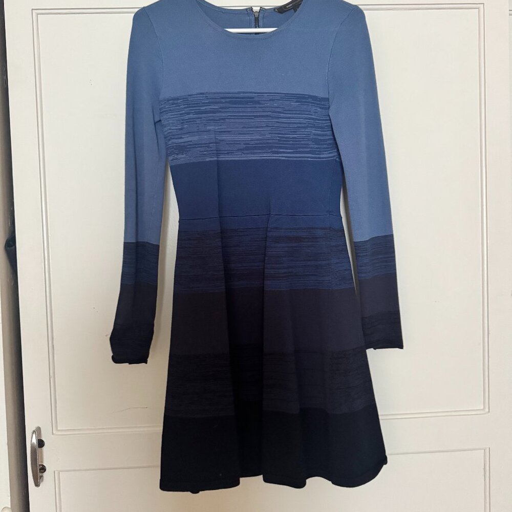 BCBG Blue & Black Gradient Knit Fit & Flare Dress – Size Small